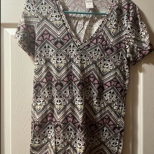 Vs pink geometric print check T-shirt